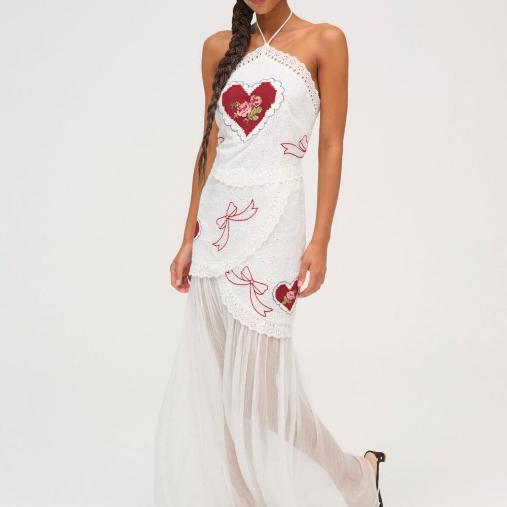 For Love & Lemons Mi Amore Embroidered Maxi Dress Size XS BNWT